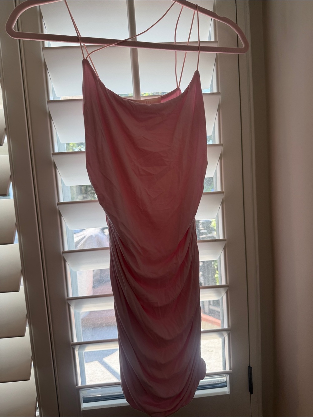 Dollhouse Blush Pink ruched Slip Mini Dress